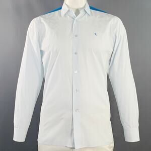 RAF SIMONS Size 42 Light Blue Aqua Cotton Button Down Long Sleeve Shirt
